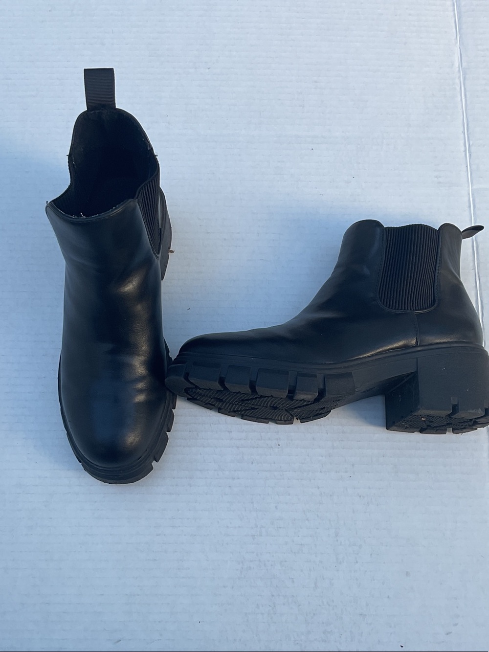Women’s Black Lug-Sole Chelsea Bootie